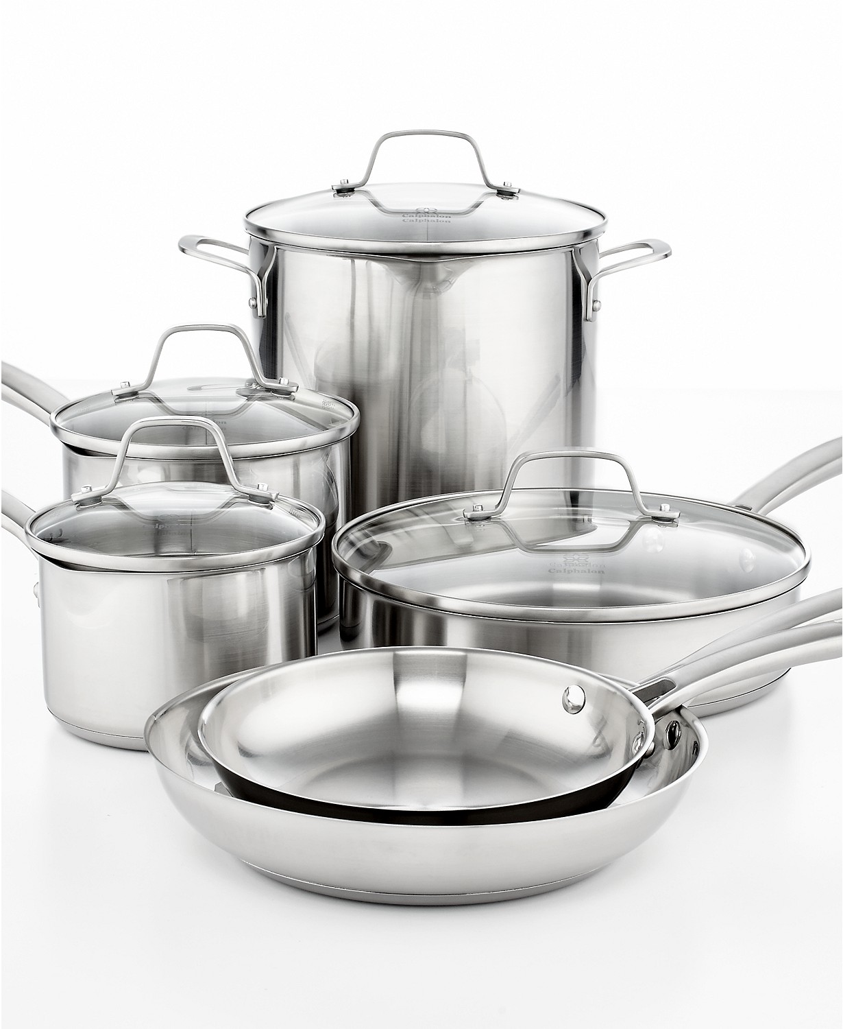 Calphalon Classic Pots and Pans Set, 10-Piece Cookware Set, Stainless Calphalon Stainless Steel Pan Set
